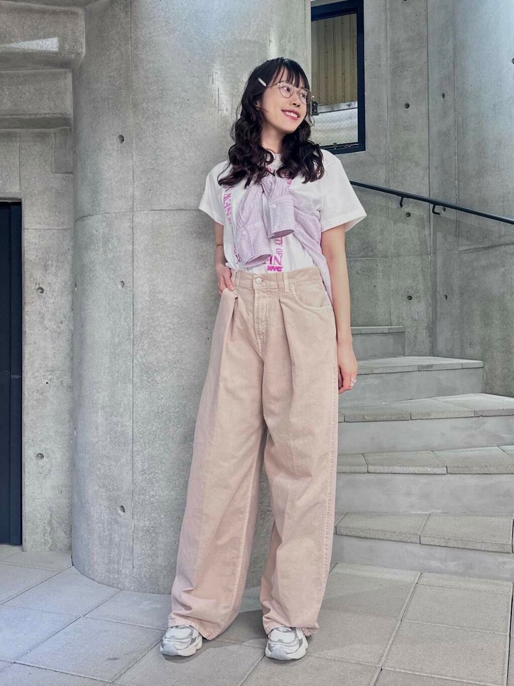 new basic インドコットンサッカーストライプシャツを使った人気