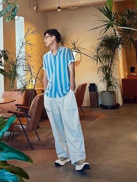 「H&M（エイチ・アンド・エム）のアイテム（シャツ/ブラウス）」を使った、fio____ さん（メンズ・180cm）の秋コーディネート