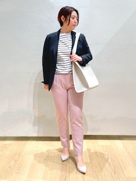 「カラー×コーデ」｜「アイテム（スーツジャケット）」を使った、shimaさん（レディース・156cm）の春コーディネート