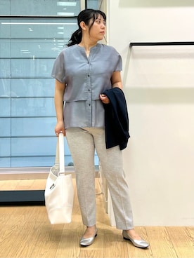 「アイテム（スーツジャケット、ブルー系）」を使った、shimaさん（レディース・156cm）の春コーディネート