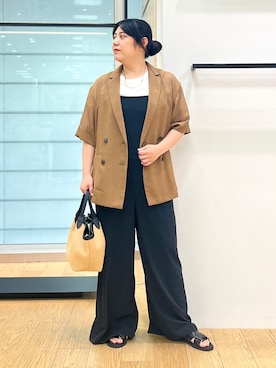 「アイテム（テーラードジャケット、イエロー系）」を使った、shimaさん（レディース・156cm）の夏コーディネート