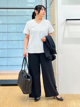 「アイテム（ノーカラージャケット、ブラック系）」を使った、shimaさん（レディース・156cm）の夏コーディネート