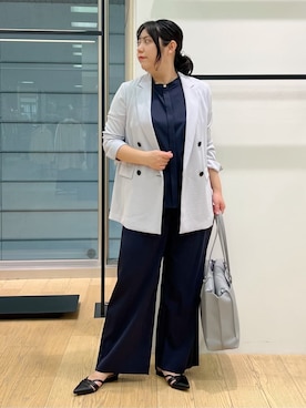「アイテム（スーツジャケット、グレー系）」を使った、shimaさん（レディース・156cm）の春コーディネート
