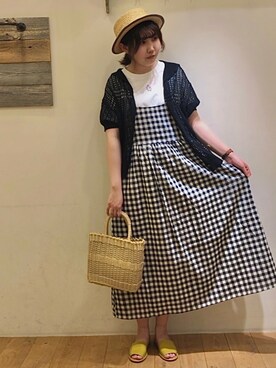 「Samansa Mos2（サマンサ モスモス）のセパレートサンダル（サンダル）」を使った、やぎさん（レディース・162cm）の春コーディネート