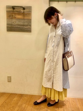 「Te chichi（テチチ）のアイテム（シャツワンピース）」を使った、やぎさん（レディース・162cm）の春コーディネート