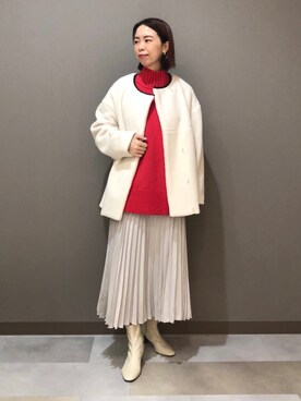 「160cm」｜「アイテム（ノーカラージャケット）」を使った、CHIAさん（レディース・160cm）の秋コーディネート
