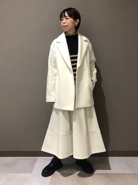 「160cm」｜「アイテム（ステンカラーコート）」を使った、CHIAさん（レディース・160cm）の冬コーディネート