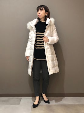 「160cm」｜「アイテム（ダウンジャケット/コート）」を使った、CHIAさん（レディース・160cm）の冬コーディネート