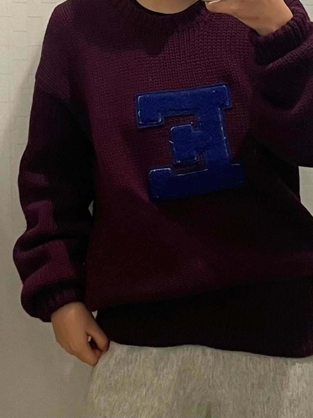 「レタード、サロモン、ゴアテックス、80s、Champion、REVERSE WEAVE、チャンピオン、vintage、古着」｜「VINTAGEのアイテム（ニット/セーター、パープル系）」を使った、sawaさん（レディース・160cm）の秋コーディネートの1枚目の写真