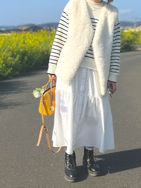 「me+em select（ミームセレクト）のアイテム（その他アウター）」を使った、shioriさん（レディース・155cm）の春コーディネート