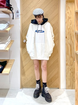 「Champion」｜「アイテム（ハンチング/ベレー帽）」を使った、mikuさん（レディース・162cm）の秋コーディネート