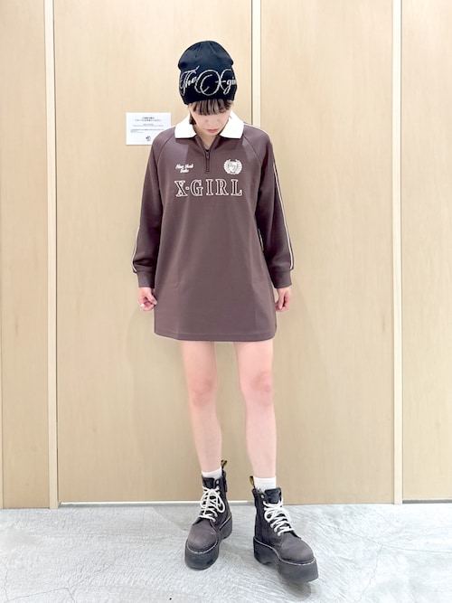 X-girl(エックスガール) ワンピース HALF ZIP JERSEY DRESS X-girl(エックスガール) ワンピース HALF ZIP JERSEY DRESS