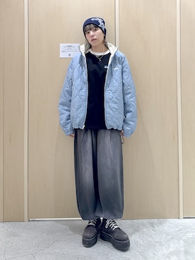 「アイテム（ナイロンジャケット）」を使った、mikuさん（レディース・163cm）の冬コーディネート