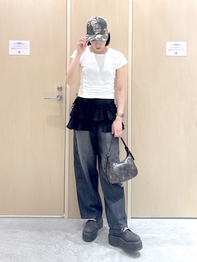 「アイテム（バッグ、ゴールド系）」を使った、mikuさん（レディース・163cm）の夏コーディネート