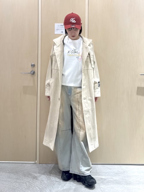 X-girl（エックスガール） トレンチコート コート FADED STAND COLLAR