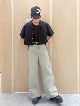 「アイテム（ブラウン系）」を使った、mikuさん（レディース・163cm）の夏コーディネート