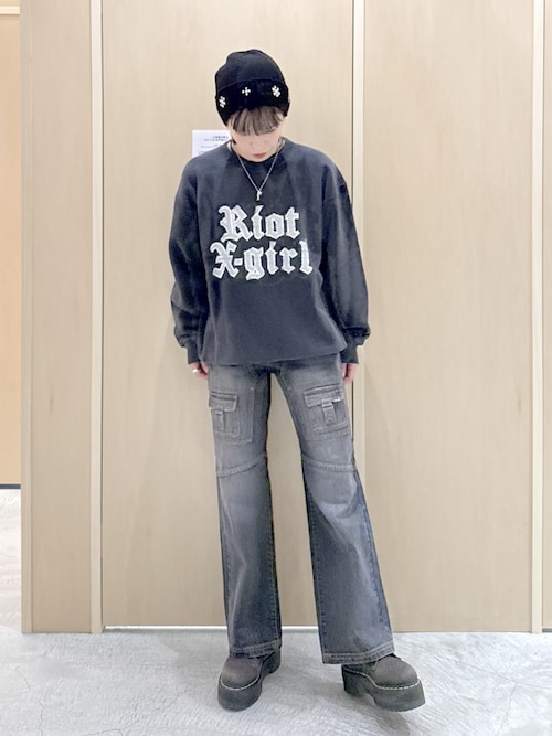 セール】X-girl x Champion REVERSE WEAVE R FADED LOGO SWEAT TOP