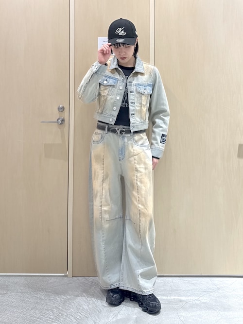 FADED FACE LABEL COMPACT DENIM JACKET（デニムジャケット）｜X-girl