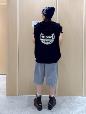 「スウェットコーデ」｜「アイテム（ニットキャップ/ビーニー）」を使った、mikuさん（レディース・163cm）の夏コーディネート