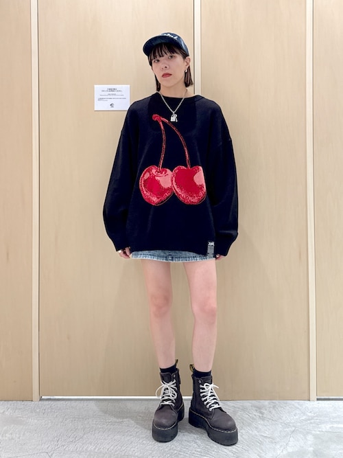 トップス Kaeri CHERRY JACQUARD KNIT TOP（ニット/セーター）｜X-girl