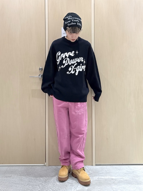 セール】GIRL POWER LOGO JACQUARD KNIT TOP（ニット/セーター）｜X