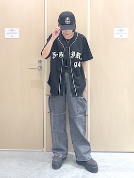 「ベースボールシャツ」｜mikuさん（レディース・163cm）の夏コーディネート