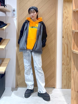 「X-girl（エックスガール）のアイテム」を使った、mikuさん（レディース・162cm）の冬コーディネート