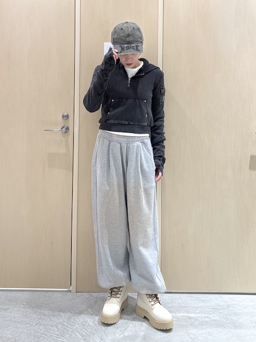 FADED WOVEN MIX HALF ZIP HOODED TOP（パーカー）｜X-girl（エックス