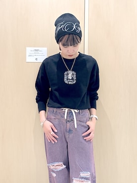 「スウェットコーデ」｜「アイテム（ニットキャップ/ビーニー）」を使った、mikuさん（レディース・163cm）の夏コーディネート