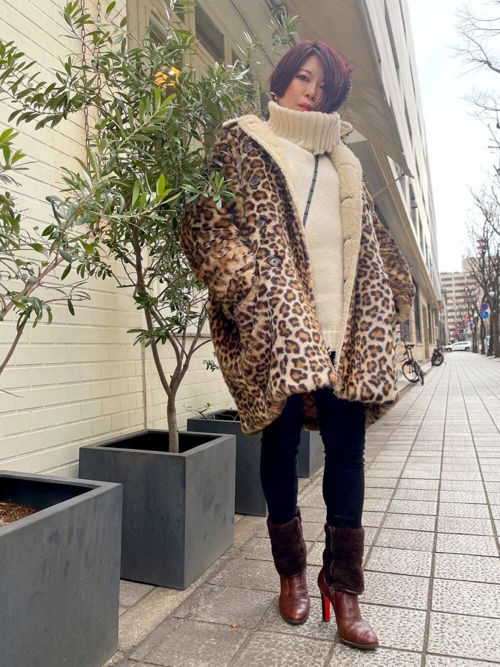 「大人カジュアル、おしゃれさんと繋がりたい、モード、ボリュームニット、あったかコーデ」｜「R13のアイテム（ジャケット/アウター、その他）」を使った、nya1210mさん（レディース・153cm）の冬コーディネートの1枚目の写真