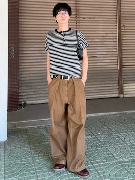 「アイテム（モカシン/デッキシューズ、レッド系）」を使った、murarikuさん（メンズ・174cm）の夏コーディネート