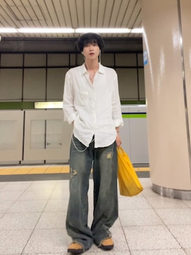 「リネンシャツ」｜murarikuさん（メンズ・174cm）の秋コーディネート