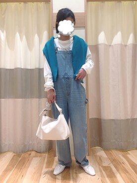 「Samansa Mos2 blue（サマンサモスモスブルー）のアイテム（オールインワン・サロペット）」を使った、shin.さん（レディース・163cm）の春コーディネート