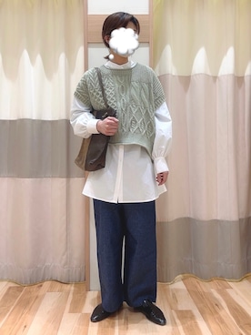「Samansa Mos2 blue（サマンサモスモスブルー）のアイテム（ベスト）」を使った、shin.さん（レディース・163cm）の冬コーディネート