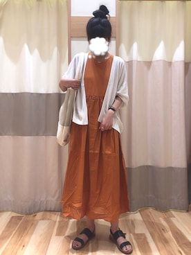 「Samansa Mos2 blue（サマンサモスモスブルー）のアイテム（ワンピース、オレンジ系）」を使った、shin.さん（レディース・163cm）の夏コーディネート