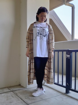 「バンドT」｜「アイテム（シャツワンピース）」を使った、ゆうなさん（レディース・152cm）の夏コーディネート