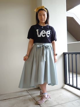 「Lee（リー）のアイテム（Tシャツ/カットソー）」を使った、ゆうなさん（レディース・152cm）の夏コーディネート