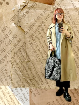 「アイテム（トレンチコート）」を使った、２⭐️（4:50起床21:50就寝）さん（レディース・155cm）の秋コーディネート