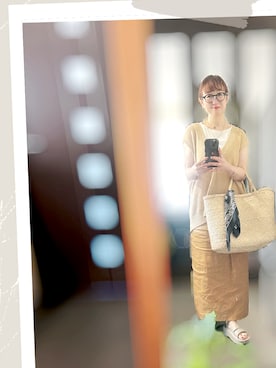 「アイテム（スカート、イエロー系）」を使った、２⭐️（👀不調しばらく👓）さん（レディース・155cm）の夏コーディネート