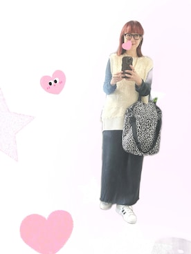 「アイテム（ベスト）」を使った、２⭐️（4:50起床21:50就寝）さん（レディース・155cm）の秋コーディネート