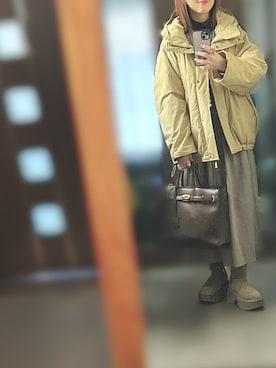 「アイテム（ダウンジャケット/コート）」を使った、２⭐️（4:50起床21:50就寝）さん（レディース・155cm）の秋コーディネート