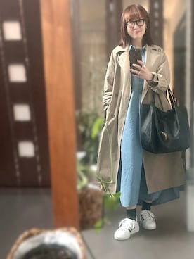 「BABYLONE（バビロン）の【adidas】SUPER STAR W（スニーカー、ホワイト系）」を使った、２⭐️（4:50起床21:50就寝）さん（レディース・155cm）の春コーディネート