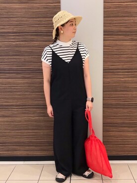 「coenスタッフスタイリング」｜「アイテム（オールインワン・サロペット）」を使った、coen   ありさん（レディース・155cm）の夏コーディネート