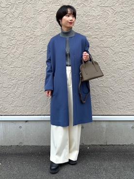 「ラメ」｜「アイテム（ノーカラーコート）」を使った、久米さん（レディース・153cm）の秋コーディネート