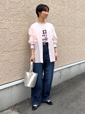 「SHIPS Colors（シップス カラーズ）のSHIPS Colors: ベーシック レザー ベルト7◇（ベルト、ブラウン系）」を使った、久米さん（レディース・153cm）の春コーディネート