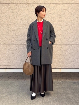 「SHIPS」｜「アイテム（チェスターコート）」を使った、久米さん（レディース・153cm）の秋コーディネート