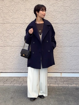 「SHIPS Colors（シップス カラーズ）のSHIPS Colors:キルティング チェーン バッグ◇（ショルダーバッグ、ブラック系）」を使った、久米さん（レディース・153cm）の冬コーディネート