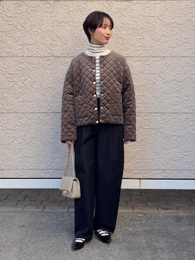 「アイテム（その他アウター、ブラウン系）」を使った、久米さん（レディース・153cm）の冬コーディネート