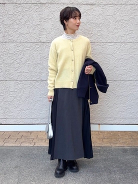 「SHIPS Colors（シップス カラーズ）のSHIPS Colors: 〈手洗い可能〉ジャージーメルトン ジップ アウター（その他アウター、ブルー系）」を使った、久米さん（レディース・153cm）の冬コーディネート