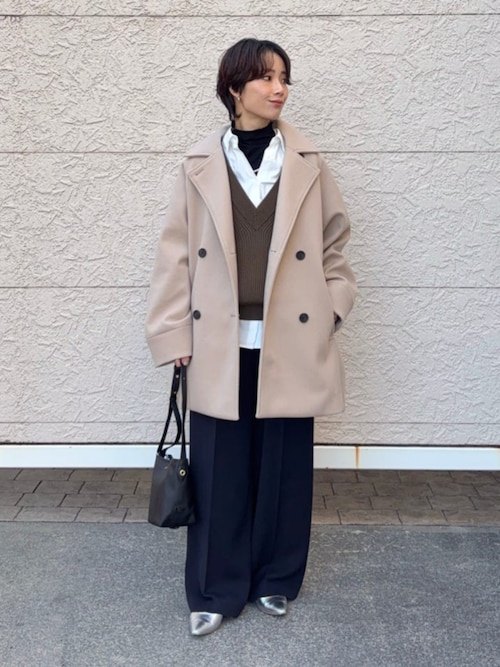 SHIPS Colors:〈手洗い可能〉ジャージーメルトン ピーコート 2